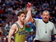 Notre Dame wrestling’s Chletsos clears last, golden rung in final high school bout